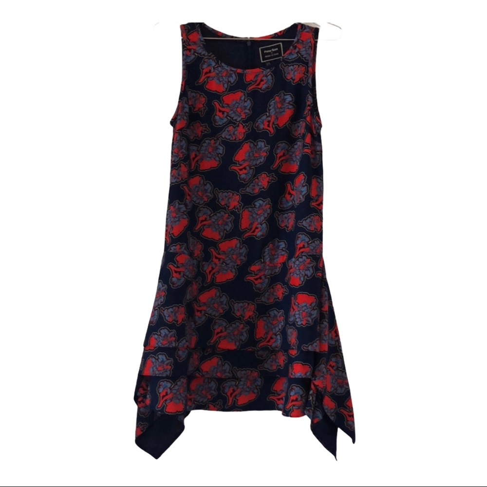 Anthropologie Peter Som blue orange red‎ floral evening dress women’s size 0